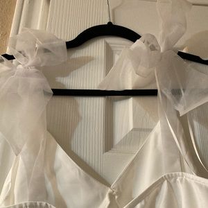 White organza tie top